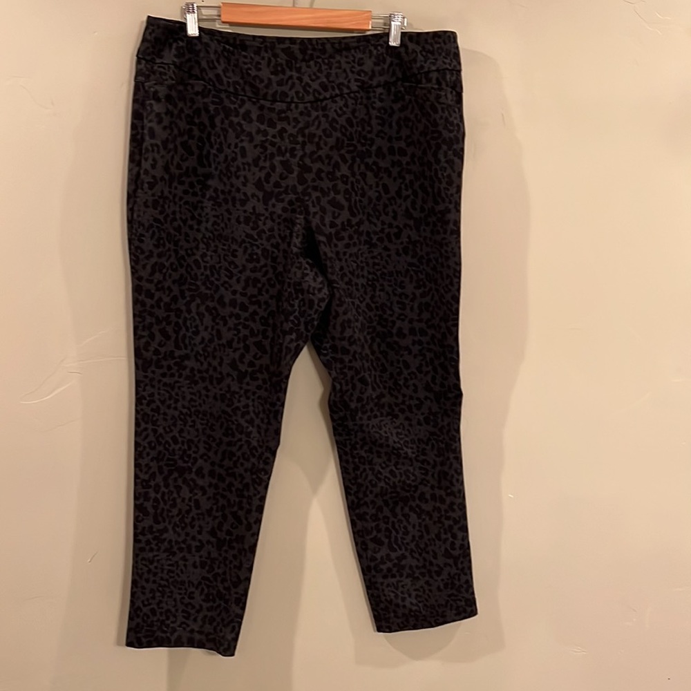 Westbound Cheetah Print Black Charcoal Grey Tummy Control Straight Pant size 20W